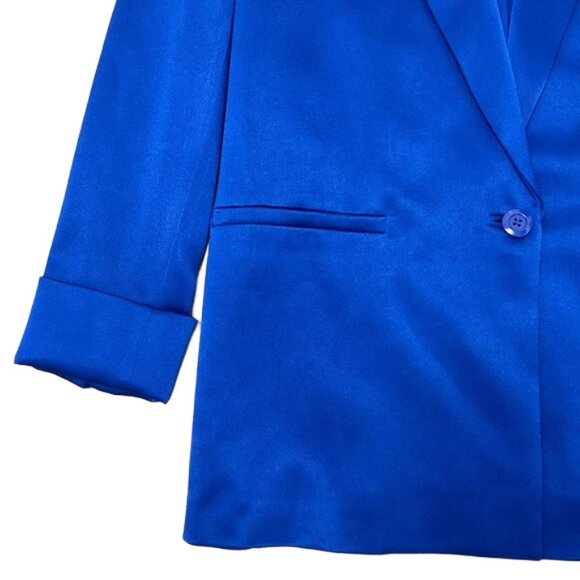NWT Alice + Olivia Denny Cuffed Sleeve Blazer 6 Royal Blue Tailored Power Jacket - Picture 8 of 15